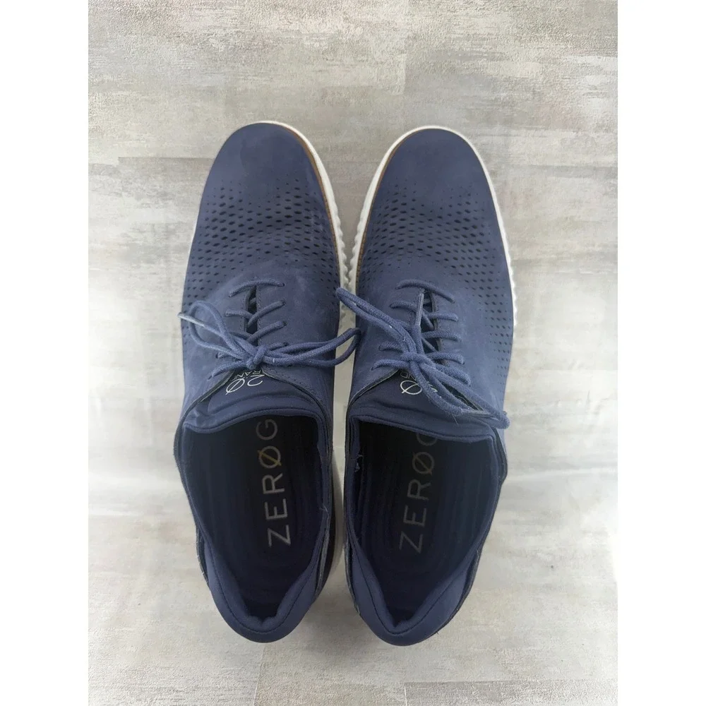 Cole Haan Zerogrand Wingtip Oxford Men Sz 12M Navy Blue Nubuck Shoes C23806